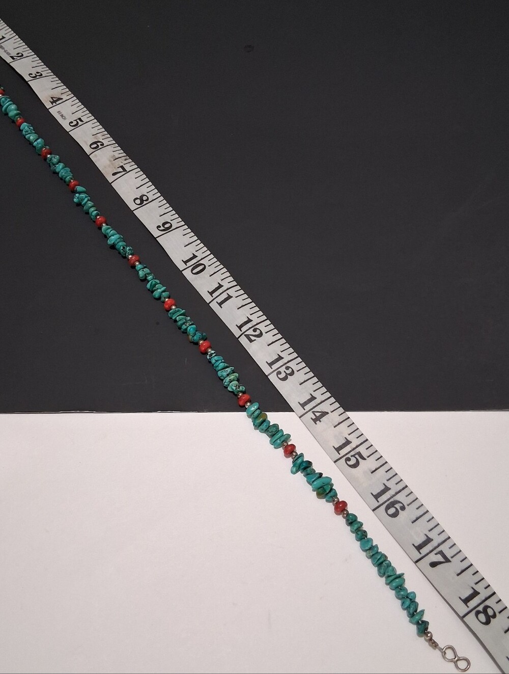 Turquoise Chip Necklace with Coral Accent Beads - Women's Jewelry - Picture 3 of 3